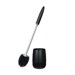 1Set Silicone Head Toilet Brush Quick Draining Wall-Mount Or Floor-Standing Bathroom Cleaning Tool Accessory