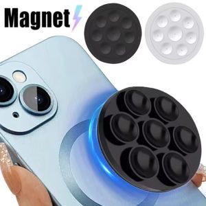 Magnetic Silicone Suction Cup Phone Mount Mini Sticker Bracket Universal Mobile Phones Stand Hands-Free Mirror Cellphone Holder