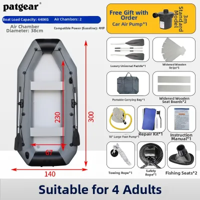 PATGEAR | Inflatable Durable Fishing Raft Rubber Boat