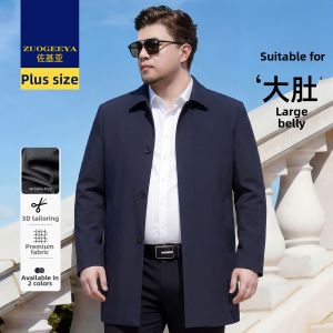 Zuogeeya | Lapel Mens Overcoat Windbreaker Plus Size Business Casual
