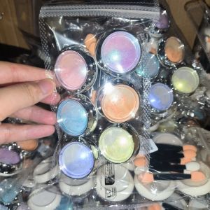 6 ขวด/ชุด Aurora Mermaid Nail Art Powder (พร้อมแปรง) holographic Pearlescent Chrome Pigment ฝุ่น Chameleon DIY เล็บอุปกรณ์ &