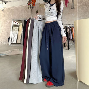 Laid-back Style Drawstring Wide Leg Pants Womens High Waist Drapey Straight Casual Loose Slimming Trousers Autumn 2025 New