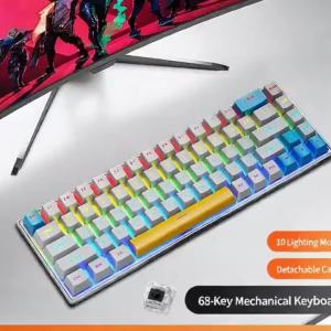 NexusClick K68 60% Layout Red Switch Wired Mechanical KeyboardRGB Light Ergonomic Curved Keycaps Hot Swap Optional for PC Gamer