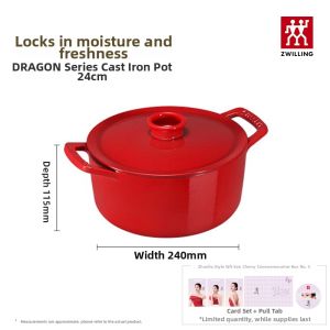 ZWILLING | Cranberry Red Cast Iron Soup Pot 24cm