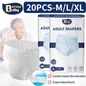 Bermababy Adult Diaper 20/22/24PCS Adult Pull-Up Pants Leak-Proof Adult Pants M/L/XL