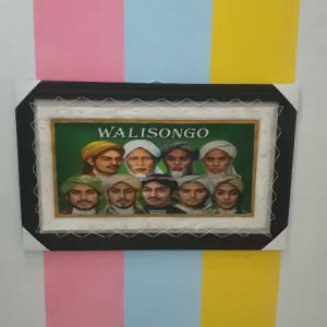 Hiasan Dinding Lukisan Walisongo Jumbo Sablon Asli Kulit KAmbing