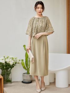 Lace Dress Womens Spring Autumn Two-Piece Set Sleeveless Vest Long Dress Daily Wear Small Dress Polyester High Waist A-Line Skirt