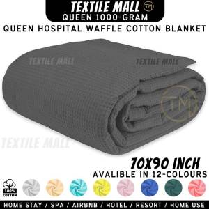 Queen Blanket Cozy Soft Queen-Size Waffle Cotton Blanket 70x90 Inch - Hypoallergenic & Breathable Bedding| Hospital Blanket