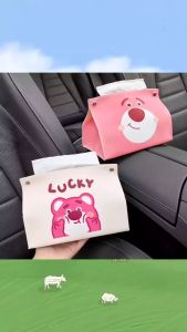 Hộp Đựng Khăn Giấy Hình Gấu Lotso Bằng Da Mềm Chống Thấm Nước