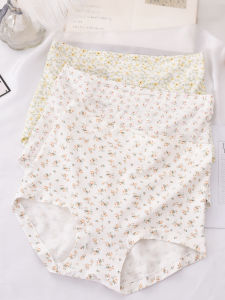 Pure Cotton Floral Print High Waist Large Size Womens Underwear Breathable Comfortable Triangle Panties Home Sweet Home