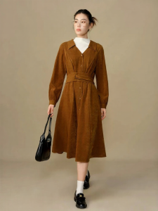 DUSHU | Retro Elegant Wrap Slimming Shirt Dress