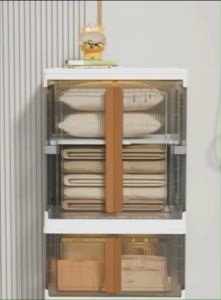 eng "Clozet Box กล่องใส่เสื้อผ้าพับได้ 2 แบบ ประกอบง่าย มีฝาปิด กันน้ำ กันฝุ่น แถมสายรัดกันหล่น 2 ชิ้น พร้อมส่งในไทย