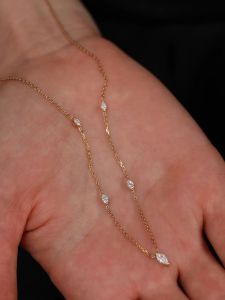 18K Gold Plated Marquise Zircon Embedded Delicate Necklace