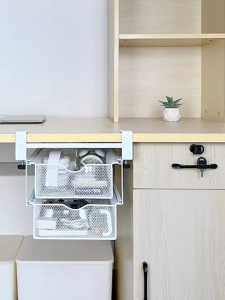 [SG Ready Stock] Under desk double shelf No-drill installation Pull-out shelf Metal material High load-bearing