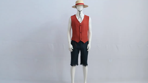 One Piece Season 1 Luffy Adult Anime Costume with Shirt Pants Belt for Cosplay Monkey D. Luffy Cosplay Costume