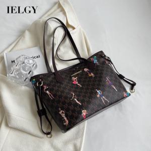 IELGY Túi Đeo Vai Họa Tiết Hoạt Hình Bảng Chữ Cái Sức Chứa Lớn Hoài Cổ Cho Nữ