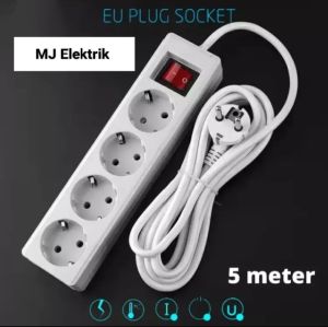 Stop Kontak 4 Lubang Kabel Arde 5m / 5 Meter KAWASHUKI / SUNFREE MJ Elektric