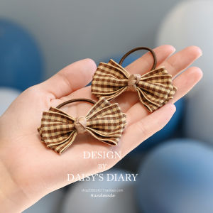 Preppy Style Gingham Bow Hair Rope Childrens Rubber Band Does Not Hurt Hair Girl Hair Band Little Girl Hair Rope Princess Hair Accessories
