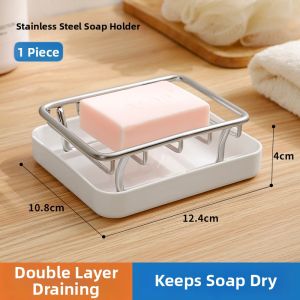 Soap Holder Stainless Steel Drainable Soap Tray for Bathroom