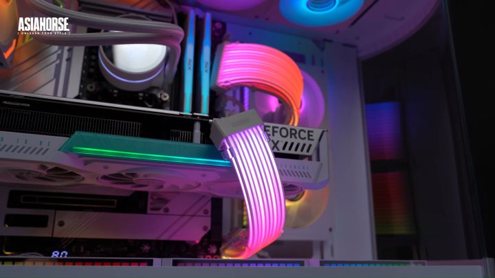 [BroByte] AsiaHorse Aurora ARGB PRO PSU Cables Cover Kit | Addressable RGB Power Extension Cable Cover Kit for Motherboard and GPU PC Cables | 5V 3Pin ARGB Sync | Fit for 12+4-Pin/8pin/24pin Cables