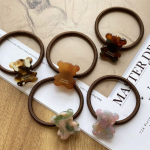 Its Bear ~ South Korea France Cute Cartoon Hair Tie Hair Rope French Leopard Print High Ponytail Hair String Hair Accessories