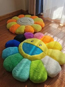 Colorful Sun Flower Cushion Floor Reading Cushion Pillow Large Chair Cushion Stuffed Laughing Flower Smiley Face Bean Bag Cushion