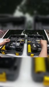 Bơm 12v ô tô tự ngắt 2 PITONG đồng hồ điện tử tự ngắt khi đạt áp suấ - Có hộp nhựa và bộ dụng cụ - CarSun Store"