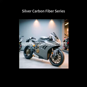 PREMIUM 6D CARBON FIBER SILVER MOTOR STICKER (152CM-Custom)Pelekat Stickers Kilat Wrapping Full Body Vinyl Wrap Film