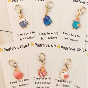 8 Pcs Cute Chick Keychain with Accompanying Motivational Greeting Cards Perfect for Birthdays Parties and Holiday Gifts.