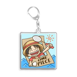 Bandai | Keychain OP OPTCG Card Monkey D Luffy Franky Backpack Pendant Anime Game Fans Gift Recycled Acrylic Decoration Rare Card Toy