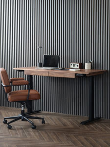 Black Walnut Solid Wood Electric Lifting Table Office Movable Automatic Workbench Standing Smart with Drawer Kids