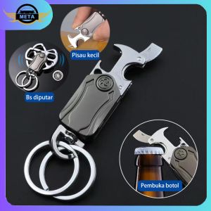 Gantungan Kunci MultiFungsi Motor Keren Cowok Keychain 4 in 1 Pembuka Botol Diputar Dengan pisau Kecil