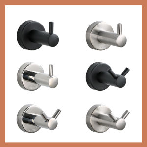 Stainless Steel Single Hook Adhesive Bathroom Hotel Metal Clothes Hook No Drilling Required Multi Functional Entrance Door Hook