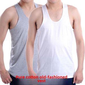 Pure Cotton Hurdle Vest for Middle-Aged and Elderly People Men Loose Bottoming Sling Summer Thin Old-Fashioned Undershirt Cotton Intimates