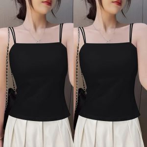 เสื้อกั๊กสายเดี่ยวผ้าฝ้ายแท้ทรงเข้ารูปสำหรับผู้หญิง ฤดูใบไม้ผลิและฤดูร้อน ดีไซน์หลังสวยงาม ไซส์ใหญ่ เสื้อชั้นในสำหรับใส่ด้านนอก