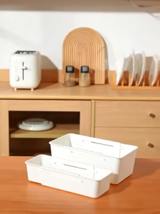 กล่องใส่ของ กล่องลิ้นชักเก็บของ ช่องแบ่งช่องจัดระเบียบโต๊ะทํางาน （ปรับความยาวได้ ）ถาดเก็บของ