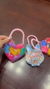 Hộp dây thun buộc tóc nhiều màu hình dạng ví xách bằng nhựa hộp phụ kiện trang điểm bé gái