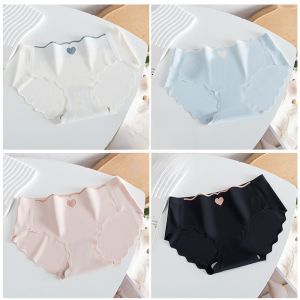 miiow | MiiOW Ice Silk Seamless Underwear Pure Cotton Crotch Summer Thin Middle Waist Sweet Young Girls Triangle Panties Head