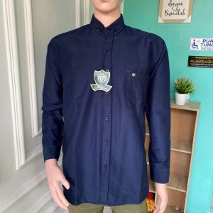 NAVY KEMEJA PRIA LENGAN PANJANG KEMEJA POLOS PANJANG WARNA BIRU NAVI
