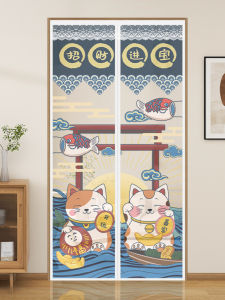 Chinese Style Mosquito Repellent Door Curtain Strong Magnetic Magic Self Adhesive Screen Door Curtain Bedroom Partition Curtain