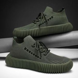 Summer New Arrival Mens Thin Shoes Flying Woven Shoes Air High-Top Sock-like Shoes Board Shoes Mens Single Shoes Soft Bottom Non Slip Lightweight Shoes