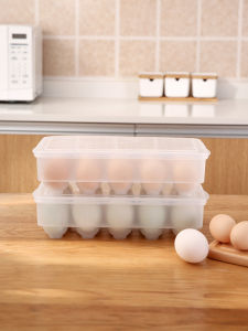 Fasola Egg Storage Box Kitchen Refrigerator Crisper Stackable with Lid Plastic Egg Stand Tray Egg Grid