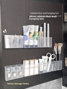Mirror Cabinet Storage Box Bathroom Ultra Narrow Gap Grid Acrylic Bathroom Lipstick Finishing Cabinet Interior Door Rear Wall Hanging