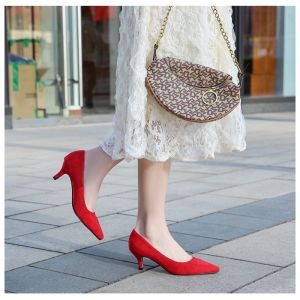 IELGY Thin professional suede black pointed high heels for women