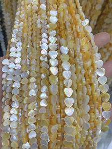 Natural Sea Water Yellow Shell Earrings Handmade Necklace DIY Headwear Material Flat Little Heart Shape 6-8mm Vertical Hole