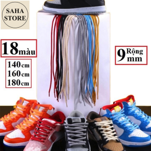 Dây giày bốt tròn to 9mm SAHA947 dài 140cm 160cm 180cm boot thể thao sneaker sports shoelaces đen nâu trắng be xanh đỏ