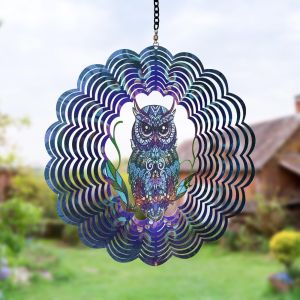 Scandinavian 3D Three-Dimensional Mandala Rotate Wind Chimes Three-Dimensional Pendant Three D Art and Rotating Stainless Steel Visual Ornaments
