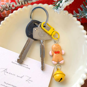 【♡Lovely girls house♡】4Pcs Fashion Christmas Bell Keychain Creative Santa Claus Elk Key Holder Xmas Souvenir Bag Pendant