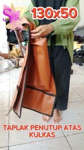 TAPLAK PENUTUP ATAS KULKAS/TAPLAK BAHAN OSCAR DENGAN 3 KANTONG DITIAP SISI/COVER KULKAS KULIT SINTETIS ANTI DEBU