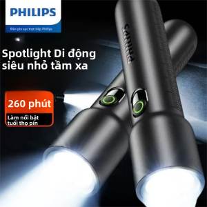 Philips 2-Pack EDC Đèn Pin LED Di Động Có Thể Sạc Lại Màu Đen Chống Nước Chống Sốc Để Tự Vệ Cá Nhân Khi Cắm Trại Đi Bộ Đường Dài
